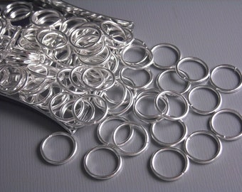 Sturdy Large Open Cut Jump Rings, Silver Tone Plated, 10mm, 18 gauge - 50 pieces