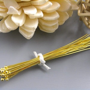 head pins, ball pin, gold, plated, plating, 14k gold