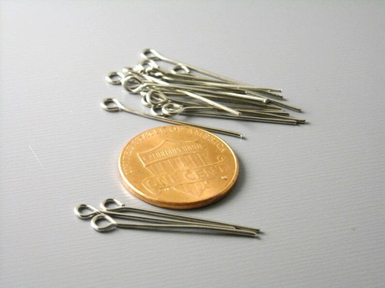 EYEPIN-PT-24MM 21 guage 24mm long 0.94 inches - 100 pcs ANTIQUE Silver Plated Eyepins