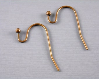 French Ball End Earwire, Antique Copper Plated, 22mm long - 50 pcs