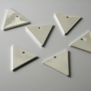 Flat Sturdy Triangle Shaped Pendant Charms, Platinum Tone Plated, 12mmx14mm - 4 pieces