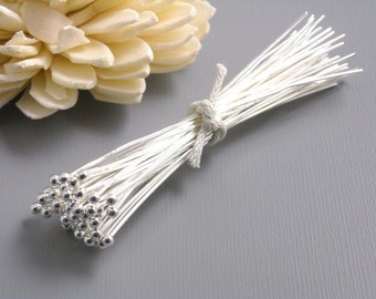 Hand Straightened Silver Ball End Headpins, Silver Tone Plated, 22 gauge, 50mm - 50 pieces
