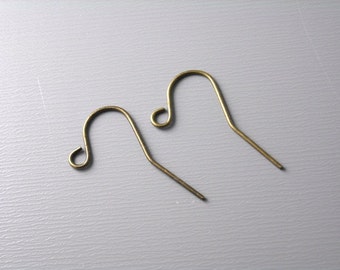 Basic Sturdy French Earwire, Bronze Tone Plated, 17mm long, 21 gauge - 50 pcs