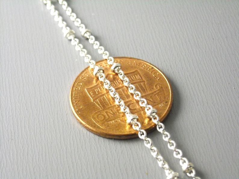 Cable Link Satellite Chain with Brass Seed Beads, Silver Tone Plated, 2mmx1.7mm 10 feet image 2