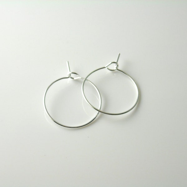 Petite Wineglass Hoop Earrings, Silver Tone Plated, 14mm diameter, 24 gauge wire - 20 pieces