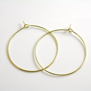 Hoop Earrings, 14k Gold Plated, 34mm, 22 gauge - 2 pieces (1 pair)