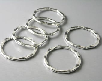 Pressed Circle Links, Silver Tone Plated, 22mm diameter - 6 pieces