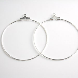 Beading Hoops, Silver Tone Plated, 40mm diameter, 22 gauge wire - 20 pieces