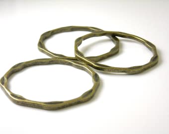 Sturdy Flat Interval Eyelet Ring Links, Antique Bronze Plated, 41mm diameter - 2 pieces