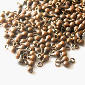 Short Chain End Teardrop Terminator Dangles, Antique Copper Plated, 5mm long - 40 pieces