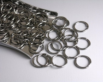 Thick Large Open Cut Jump Rings, Gunmetal Tone Plated, 10mm, 20 gauge - 50 pieces
