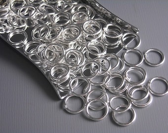 Silver Jump Rings, 8mm Open Rings, 21 Gauge Plated - 50 pieces