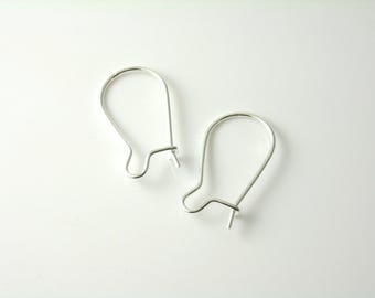Crochets d'oreilles en forme de rein, petits anneaux argentés, 20 mm - 20 pièces