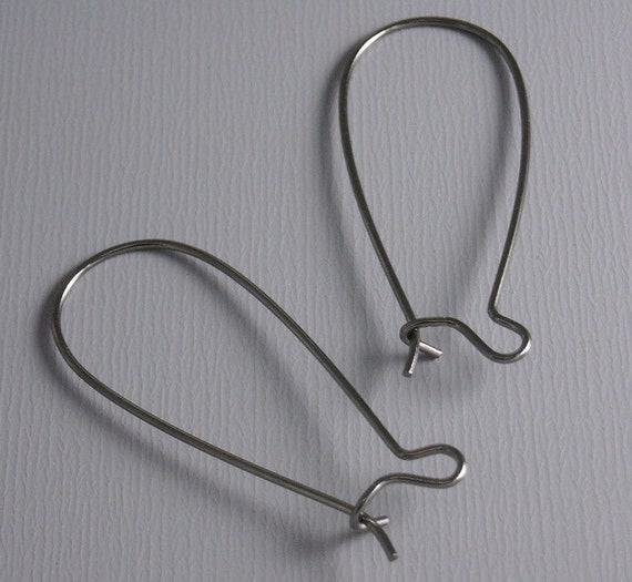 Gunmetal Black Kidney Earwires Earring Findings 33mm Long Steampunk 10 pcs