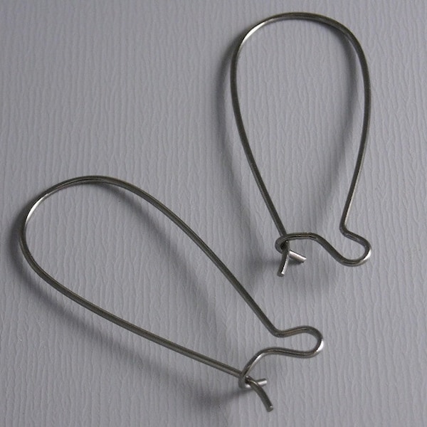 Large Kidney Hoops, Gunmetal Plated, 33mmx14mm - 30 pieces