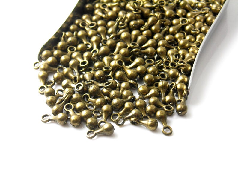 Small Chain End Terminator Dangles, Antique Bronze Plated, 5mm long - 40 pieces