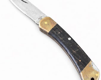 Vintage Buck 110 Wood Handle Folding Pocket Knife Lockback Pre-Owned