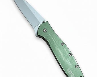 Kershaw USA 1660OL Leek Pocket Knife Green Olive Assisted Opening Linerlock Pre-Owned