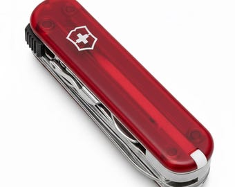 Victorinox Swiss Army knife Ruby Translucent Red Nail Clip 580 Multi Tool Pre-Owned