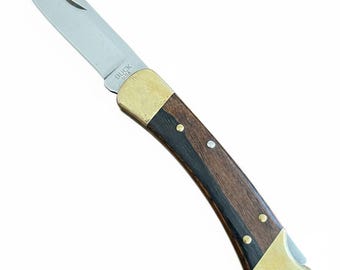 Vintage Buck 110 USA 1986 Lockback Hunter Folding Pocket knife W/Sheath Pre-Owned