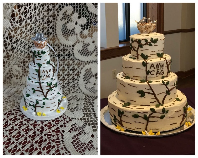 wedding cake ornament, cake ornament, clay cake, birthday cake ornament, birthday cake replica, miniature birthday cake, clay birthday cake image 5