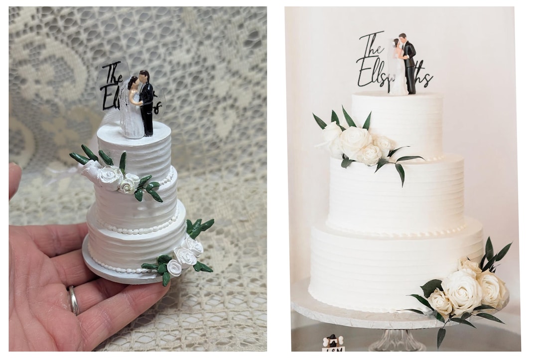 Custom Clay Cake Ornament – Wedding Keepsake, Cake Replica