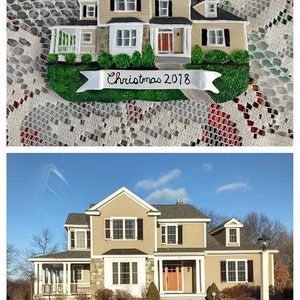 Clay house ornament - personalized house portrait - house warming keepsake & real estate closing gift
