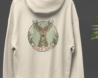 Feinde Hirsch Illustration Hoodie | Wald Wald Geweih Design