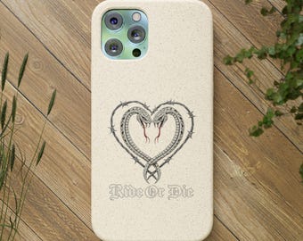 Funda para teléfono con diseño de corazón de serpiente / Biodegradable, diseño de tatuaje de naturaleza, acabado mate