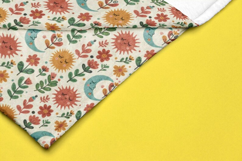 Boho Sun und Moon Samt-Plüschdecke, gemütlicher himmlischer botanischer himmlischer Überwurf Bild 6
