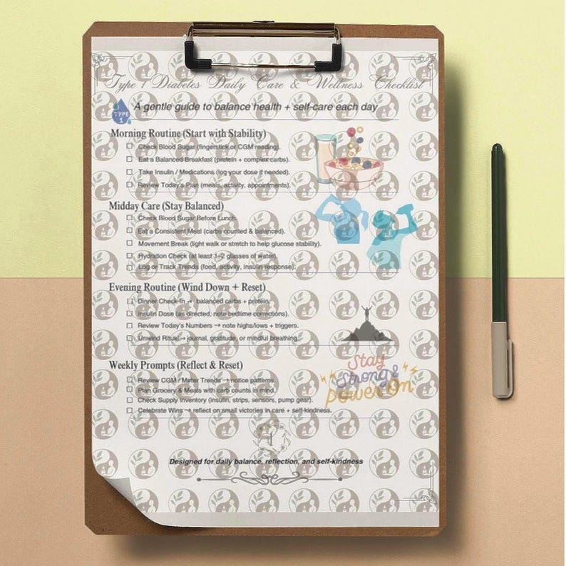 Type 1 Diabetes Daily Routine Tracker: Self-care Checklist (PDF) - Etsy