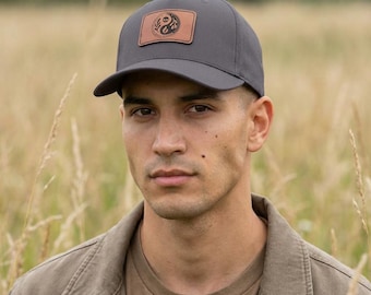Gorra de béisbol con emblema de calavera Yin Yang / Parche de cuero
