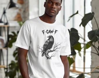 Camiseta con estampado de cuervo, top casual unisex con humor negro, ropa con estampado de aves misteriosas.