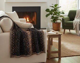 Couverture tissée à rayures géométriques Cosmic Venom, jeté à imprimé serpent