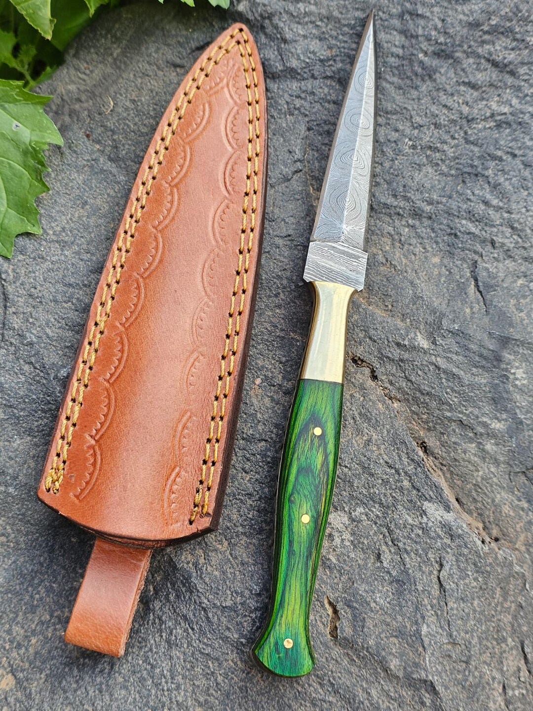 8.0 Inch Boot Knife, Damascus Steel Knife, Full Tang Knife, Wood Handle ...