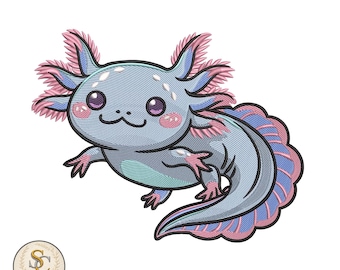 Axolotl Maschinenstickerei - Ozeantier Datei (Digitaler Download)