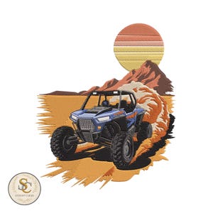 Desert Off-Road Jeep Embroidery Design: Adventure Machine File (Instant Download)