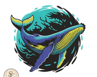 クジラの刺繍パターン：海と星のデザイン、海岸ステッチDIY、6種類の