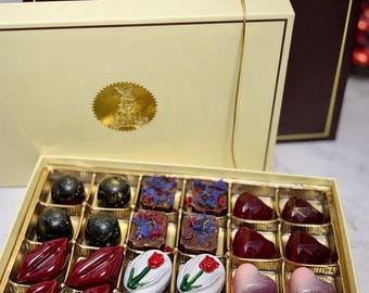 Luxury Chocolate Gift Box – 24 Handcrafted Artisan Chocolates, Gourmet Valentine Gift