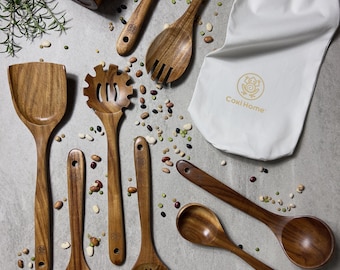9-piece Teak Wood Utensils in Gift-ready Bag.
