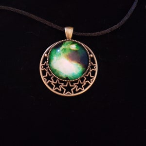 Green space nebula galaxy necklace handmade