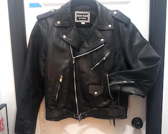 Protech レザー ジャケット Mサイズ 黒 Vintage Protech Black (leather Apparel) Biker Style Jacket