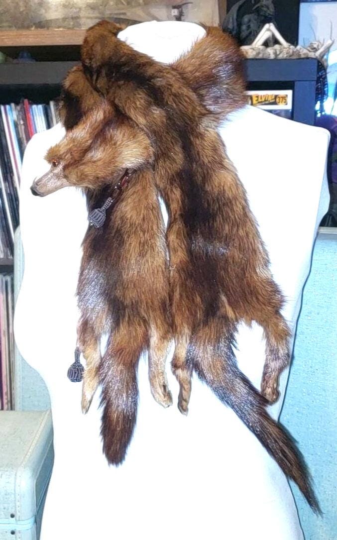Real mink scarf with head and feet hot sale