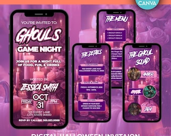 Volante de fiesta de Halloween gótico rosa: Plantilla editable de Canva