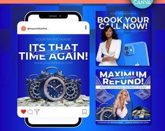 Plantillas editables de folletos de impuestos: paquete de Canva (descarga instantánea)