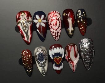 Astarion Inspired Press On Nails| Baldur’s Gate 3 | Vampire