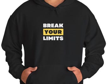 Sudadera «Rompe tus límites» - Sudadera motivacional para el gimnasio, sudadera con capucha minimalista para entrenar, inspiración fitness, ropa deportiva unisex