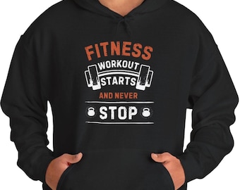 Fitness And Never Give Up Hoodie - Grunge Gym Sweatshirt for Men & Women, Workout Motivation Gift, Fitness Lover Hoodie