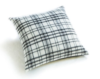 Wool Plaid White 24" Pillow