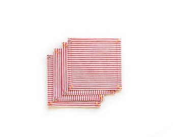 Red Pinstripe Coaster Set of 8